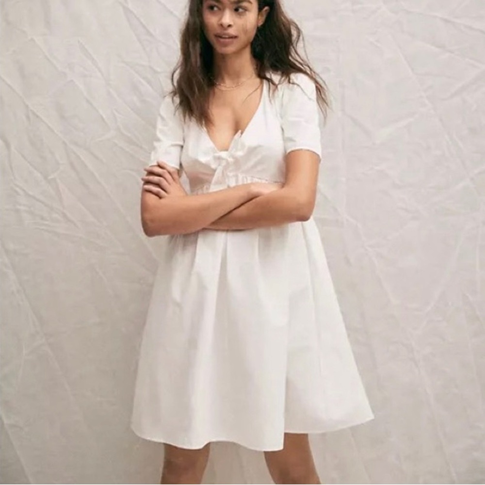Madewell Tie Front 100% Cotton Mini Dress
